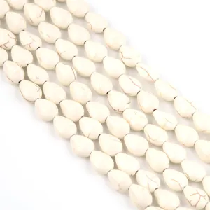 White turquoise pear shaped loose beads close up detail for DIY bracelets and necklaces.