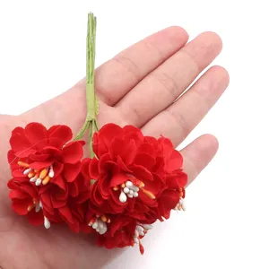 Ramo de flores de camelia de tela artificial para boda DIY decoración del hogar artesanía.