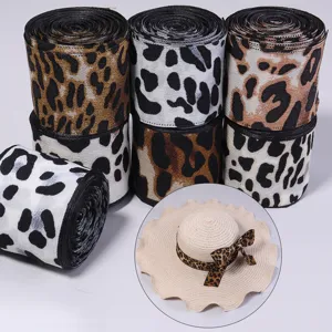 Leopard print ribbon rolls for gift wrapping, DIY crafts, hair accessories and clothing trim.