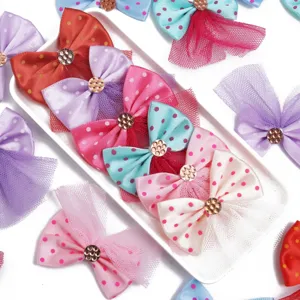 Nœud papignon à pois en tulle coloré accessoires de coiffure DIY et dentelle mode