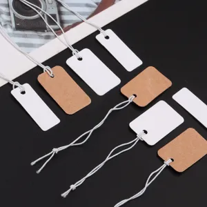 Blank price tags with elastic string white and kraft paper hang tags for jewelry clothing display