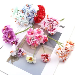 Ramo de flores de tela artificial bicolor para detalles de decoración de bodas y hogar DIY.