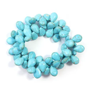 Turquoise melon seed beads detail view, ideal for DIY ethnic jewelry making accessories.