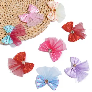 Pinces à cheveux nœud papillon en tulle à pois colorés accessoires DIY pour vêtements et coiffures.