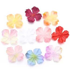 Colorful 4-petal fabric artificial flower patches for DIY handmade hair clip craft accessories.