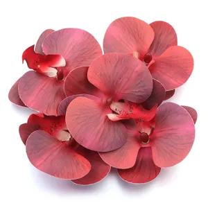 Artificial fabric orchid flower heads detail, ideal for wedding wall decor and handmade hairpins.