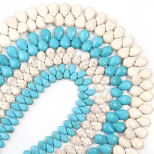 Blue white turquoise teardrop beads DIY gemstone jewelry accessories necklace bracelet.