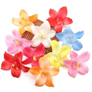 Colorful artificial orchid flower heads fabric phalaenopsis for DIY hair clips wedding decor