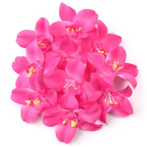 Artificial Pink Orchid Flower Heads Fabric Phalaenopsis for DIY Wedding Home Decor