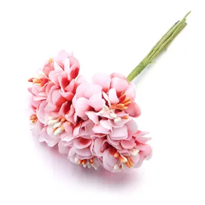Ramo de flores de camelia de tela artificial, decoracion rosa para bodas y decoracion del hogar.