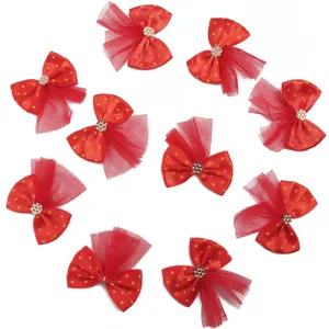 Nœud papillon rouge à pois maille DIY accessoires de cheveux pour vêtements et loisirs