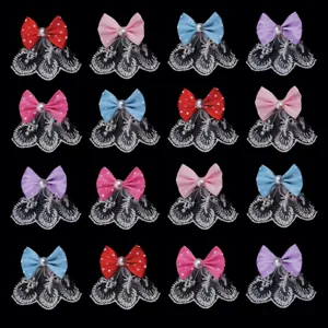 Nœud papignon en dentelle à pois DIY accessoires de cheveux, nœuds décoratifs colorés.