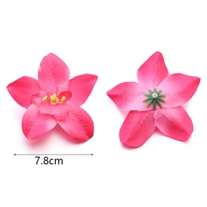 Artificial fabric orchid flower DIY hair clip accessory, pink phalaenopsis decor.