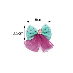 Nœud en tulle à pois bleu pince à cheveux accessoire DIY matière vêtement 6x3.5cm mignon fait main