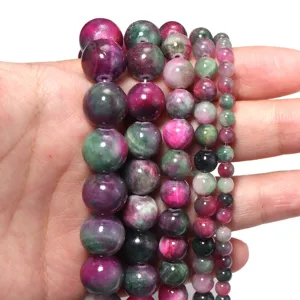Perline rotonde in pietra naturale colorate fai da te creazione gioielli braccialetto componenti