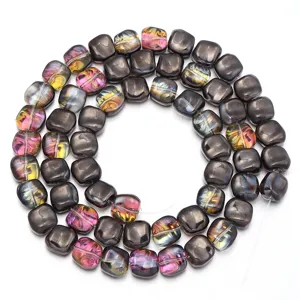 Galvanisierte Glasquadrat Perlen bunte schillernde DIY Armband Schmuckherstellung Zubehör