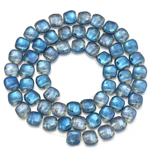 Elektroplatierte blaue unregelmässige quadratische Glasperlen für DIY Schmuckherstellung Accessoires.