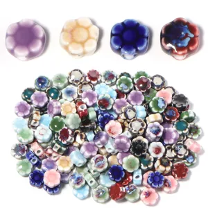 Perline fiori ceramica miste margherita perline sfuse per creazione gioielli fai da te.