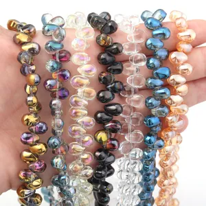 Galvanisierte Glas Tropfen Perlen Stränge in Hand, DIY Schmuck Herstellung Zubehör.