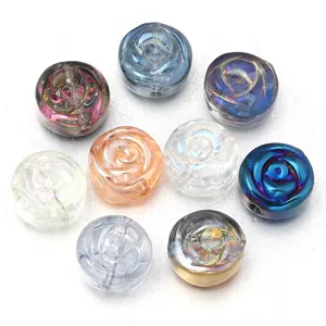Galvanisierte Glasrosenperlen für DIY handgemachte Armbänder Halsketten Schmuck Zubehör