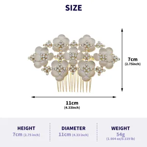 Elegant new Chinese floral rhinestone hair comb, 11cm diameter, 7cm height, perfect for wedding.