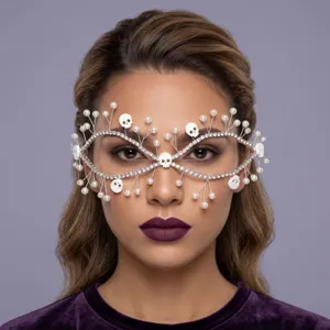 Gotisch Donker Halloween Masker Strass Kunstparel Schedel Oogmasker Donker Masquerade Feest Carnaval Bal Accessoires