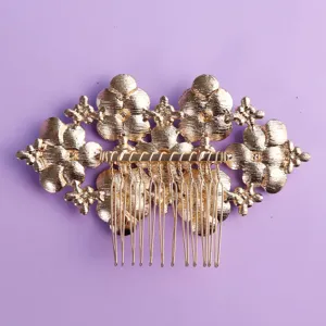 Gold Chinese style hair comb wedding bridal hair insert accessory banquet hair styling
