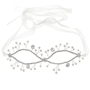 Gotisch doodskop masker feest oogmasker met strass steentjes, parels en witte linten