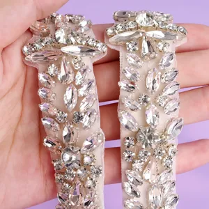 Luxury crystal rhinestone wedding belt applique bridal dress sparkle accessory for party
