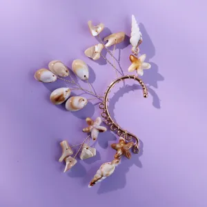 Oorschelp schelp zeester oorring oceaanstijl, uniek design vakantie sieraad chic.