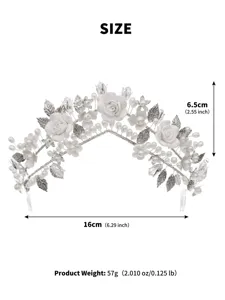 Bridal pearl ceramic flower tiara hair comb wedding crown accessory elegant bridal headpiece.