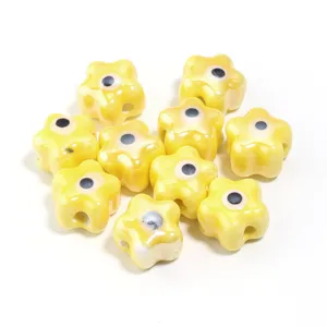 Gele keramische ster bloem boze oog kralen voor DIY armbanden kettingen handgemaakte sieraden