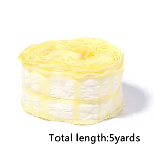 Polyester bubble plaid pleated ribbon for DIY gift box bow clothing and flower wrapping.