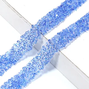 Cinta de diamantes de resina azul termoadhesiva para accesorios de ropa diadema vestido de novia