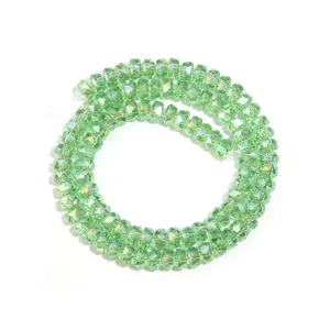 Light green faceted crystal rondelle spacer beads for DIY jewelry making and craft accessories.