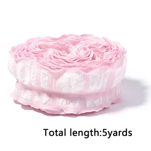 Polyester bubble plaid pleated lace ribbon DIY bow gift box clothing doll accessory