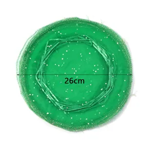 Grüner runder Glitzer-Netzbeutel leeres Sachet Bonbon-Lagerverpackungsbeutel Geschenk.