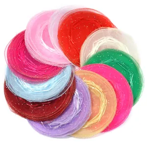 Bunte Pailletten runde Organzabeutel Set für Hochzeitsbonbon Verpackung und Geschenktüten.