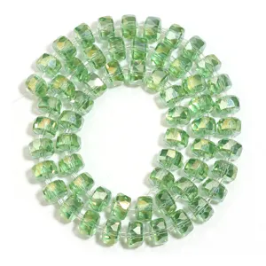 Light green faceted wheel crystal spacer beads for DIY jewelry making and clothing accessories.