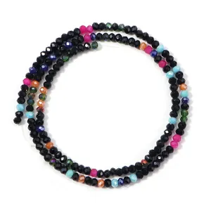 Multicolor crystal glass faceted beads detail shot, ideal for custom DIY jewelry craft.