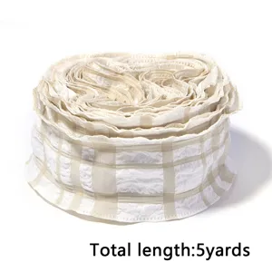 Polyester Bubble Plaid Pleated Ribbon 5 Yards DIY Bow Craft Lace Gift Box Trim Accessories