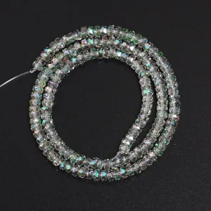 Faceted crystal rondelle spacer beads for DIY jewelry making, stunning AB color iridescent sparkle.