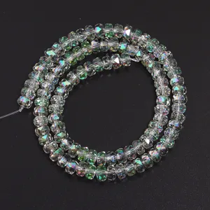 Faceted crystal rondelle beads clear AB color strand for DIY jewelry making and crafts