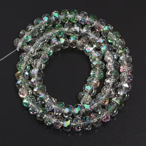 Faceted crystal rondelle spacer beads for DIY jewelry making, crafts, and accessories.