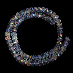 Faceted rondelle crystal spacer beads with AB color coating for DIY jewelry making accessories.