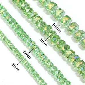 Green faceted crystal rondelle beads bicone spacer beads for DIY jewelry making crafts 4-10mm