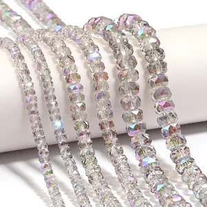 Faceted crystal rondelle beads for DIY jewelry making, sparkling AB color spacer beads.