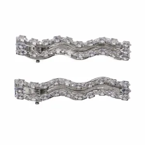 Juego de pinzas de pelo de onda de cristal plateado, accesorios de circonita elegante para fiesta.