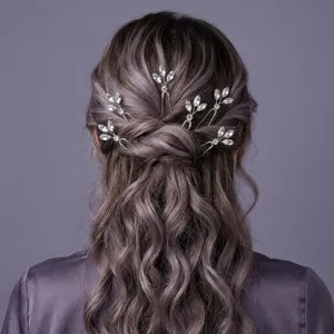 Handgefertigte Strass Haarnadel Set U-Förmige Haarstab Für Hochzeit Braut Brautjungfer Accessoires Blume Blatt Kopfschmuck Schmuck