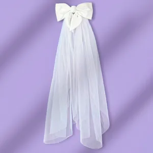 Koreaanse stijl eenvoudig wit strik sluier haaraccessoire voor bruiloft en feesten.